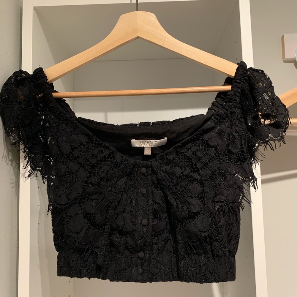 Black ruffled top